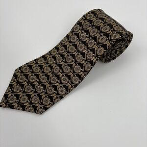 ZYLOS George Machado‎ 100% Italian Silk Tie Gold /Black 56"LX3/5"W